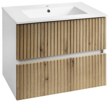 AQUALINE Elegantna Umivalniška Omarica PANEDA STRIP, 69,5x55x45,2cm, Dub Emporio