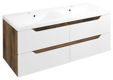 SAPHO WAVE Dvoumivalniška Omara, 120x50x48 cm, Bela/Dub Collingwood, Sodobna Eleganca