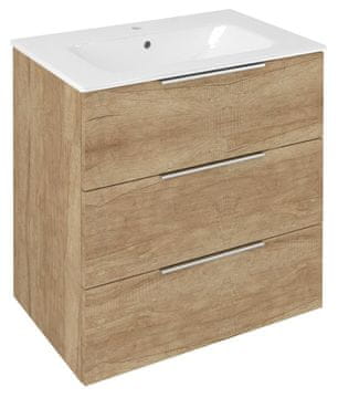 SAPHO CIRASA kopalniška omarica z umivalnikom 70cm, 3 predali, dub Alabama