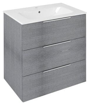 SAPHO CIRASA Kopalniška Omara 69,8x75x46cm, 3 Predali, Barva Srebrni Hrast