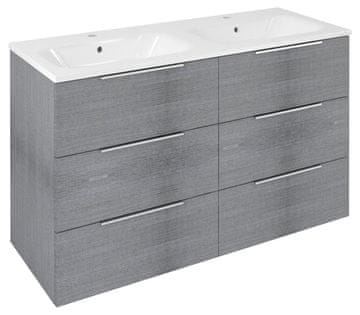 SAPHO CIRASA Kopalniška Omarica 118,4x75x46cm, 3 Predali, Dub Stříbrný Elegance