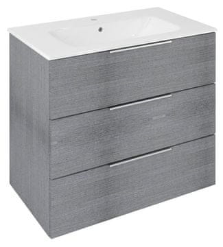 SAPHO CIRASA Sodobna Umyvadlová Skříňka s 3 Predali, 80cm, Srebrni Hrast