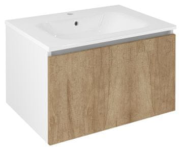 SAPHO Elegantna kopalniška omarica LOREA z LED osvetlitvijo, 70 cm, dub alabama/bela mat