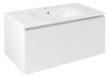 SAPHO LOREA Stenska Umivalniška Omarica 90cm, Brezročna Bela, MDF Lamino, Mehko Zapiranje