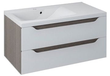 SAPHO WAVE Viseča Umivalniška Omarica 90cm, Bela/Mali Wenge, Levi Prostor