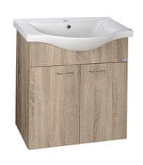 AQUALINE Stenska omarica KERAMIA FRESH s klasičnim umivalnikom, platinasti hrast 60.6x74x34cm