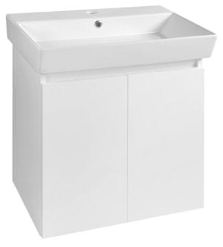 AQUALINE Bela kompaktna kopalniška omarica PANEDA s predali 55x55x34,2 cm