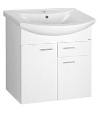 AQUALINE Stenska umivalniška omarica ZOJA 61,5 cm, bela, z 2 vrati in 1 predalom