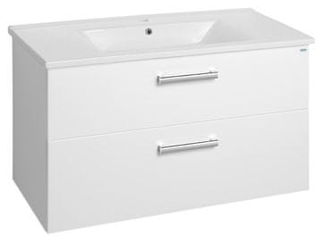 AQUALINE VEGA Stenska Kopalniška Omarica z dvema Predaloma 97x60 cm, Bela