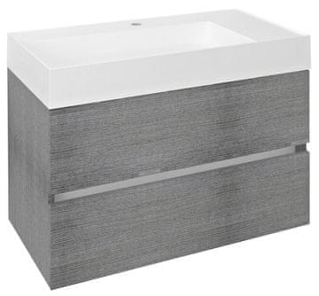 SAPHO ODETTA stenska umivalniška omarica 82 cm v srebrnem hrastu, mehak zapiranje