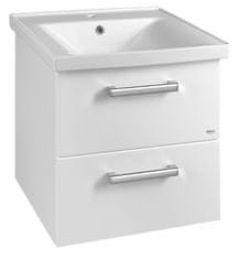 AQUALINE Stenska kopalniška omarica VEGA, 51,5x60x43,6 cm, bela, 2 predala, MDF/lamino