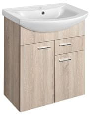 AQUALINE ZOJA Kopalniška omarica z vrati in predalom, platinasti hrast, 61,5x74x32cm