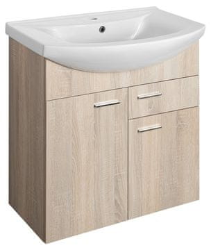 AQUALINE AQUALINE ZOJA kopalniška omarica, platinasti hrast, 71,5x74x34cm, stenska/prostostoječa