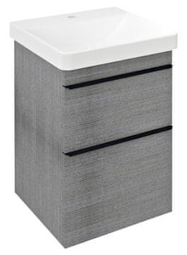 SAPHO SITIA Kopalniška omarica z umivalnikom, 2 predala, 46,4x70x44,2cm, Rustikalni bor