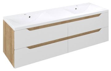 SAPHO Dvojna Kopalniška Omarica WAVE 150cm, Bela/Dub Alabama