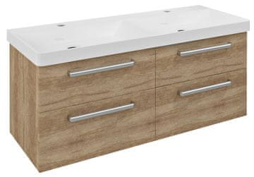SAPHO Dvojumyvadlová Kopalniška Omara THEIA 116x50x44,2 cm, 4x Predal, Dub Alabama