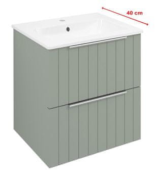 SAPHO Zelena kopalniška omarica CIRASA STRIP za umivalnik 48x54x39 cm, MDF/laminat