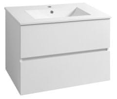 AQUALINE PANEDA stenska kopalniška omarica 74,5x55x45,2 cm - bela, brezročajna, MDF/laminat