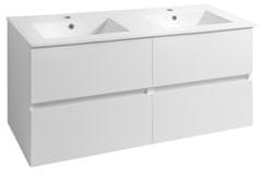 AQUALINE PANEDA Stenska Umyvalna Omarica 119 cm Dvojni, Bela, Moderne Kopalniške Elegance