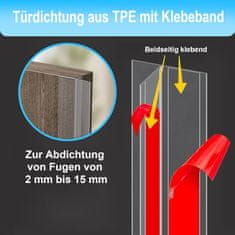 Nikcorp Samolepilno tesnilo za vrata in okna, prozorno, 3 m, 31 mm, TPE material, zaščita proti prepihu in hrupu, T-oblika