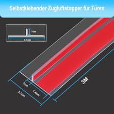Nikcorp Samolepilno tesnilo za vrata in okna, prozorno, 3 m, 31 mm, TPE material, zaščita proti prepihu in hrupu, T-oblika