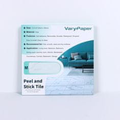 Nikcorp Samolepilne vinilne plošče 10 kosov 30x30 cm beli marmor, talna obloga 0,9 m², vodoodporne PVC plošče, debelina 1,5 mm