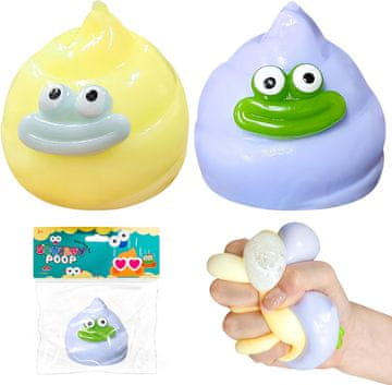 Nikcorp Protistresna žogica Squishy Poo Monster, komplet 2 kosov, senzorična fidget igrača za stiskanje, vijolično-rumena, 6 cm