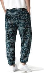 Nikcorp Moške bombažne športne hlače s širokimi hlačnicami in etno potiskom, lahke, zračne in hitro sušeče, modre, velikost 27-32