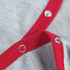 Nikcorp Ženski bodi z dolgimi rokavi in V-izrezom, rebrast elastičen material, eleganten oprijet kroj, sivo-vinsko rdeča barva, XL