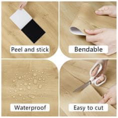 Nikcorp Samolepilna vinilna talna obloga v imitaciji lesa, PVC talne nalepke 90x15 cm, vodoodporna in trpežna, komplet 24 kosov