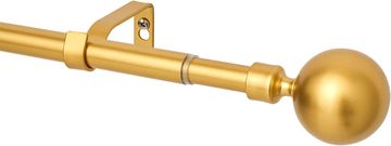Nikcorp Palica za zavese nastavljiva, zlata kovina z dekorativno kroglo, dolžina 76-132 cm, premer 19 mm, nosilnost do 9,5 kg