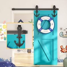 Nikcorp Sistem za drsna vrata Barn Door 150 cm, vodilo za lesena vrata Loft, črna tirnica iz jekla, nosilnost do 120 kg, komplet za montažo