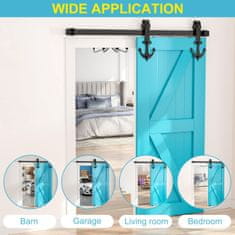 Nikcorp Sistem za drsna vrata Barn Door 150 cm, vodilo za lesena vrata Loft, črna tirnica iz jekla, nosilnost do 120 kg, komplet za montažo