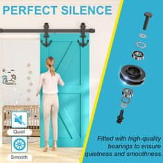 Nikcorp Sistem za drsna vrata Barn Door 150 cm, vodilo za lesena vrata Loft, črna tirnica iz jekla, nosilnost do 120 kg, komplet za montažo