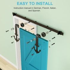 Nikcorp Sistem za drsna vrata Barn Door 150 cm, vodilo za lesena vrata Loft, črna tirnica iz jekla, nosilnost do 120 kg, komplet za montažo