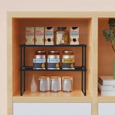 Nikcorp Kuhinjski organizator, kovinska polica za omaro ali pult, zložljiva in zložljiva, črna barva, 43x25 cm, komplet 2 kosa