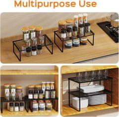 Nikcorp Kuhinjski organizator, kovinska polica za omaro ali pult, zložljiva in zložljiva, črna barva, 43x25 cm, komplet 2 kosa