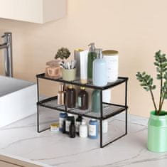 Nikcorp Kuhinjski organizator, kovinska polica za omaro ali pult, zložljiva in zložljiva, črna barva, 43x25 cm, komplet 2 kosa