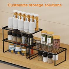 Nikcorp Kuhinjski organizator, kovinska polica za omaro ali pult, zložljiva in zložljiva, črna barva, 43x25 cm, komplet 2 kosa