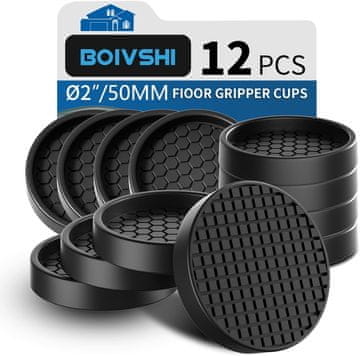 Nikcorp Podložke za pohištvo okrogle, protizdrsne, črne, 76 mm, 12 kosov, zaščita tal pred praskami in vibracijami za težko pohištvo