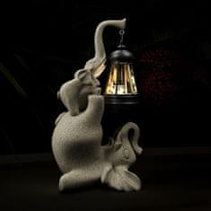 Nikcorp Vrtna figura slon s solarno LED svetilko, dekorativna zunanja skulptura iz trpežne smole, odporna na mraz in UV, bež barve
