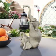 Nikcorp Vrtna figura slon s solarno LED svetilko, dekorativna zunanja skulptura iz trpežne smole, odporna na mraz in UV, bež barve
