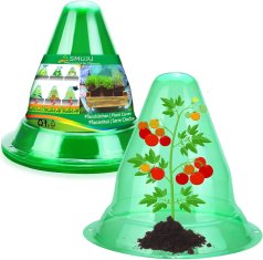 Nikcorp Vrtni zaščitni zvonovi proti polžem, set 15 kosov, 26,5 x 24,5 cm, mini topla greda za sadike, PET plastika, zelena barva