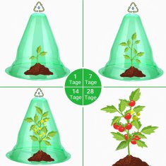 Nikcorp Vrtni zaščitni zvonovi proti polžem, set 15 kosov, 26,5 x 24,5 cm, mini topla greda za sadike, PET plastika, zelena barva