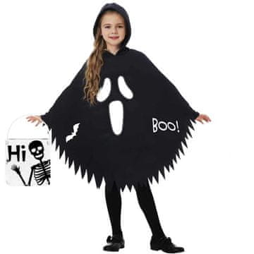 Nikcorp Otroški kostum duha, ki sveti v temi, črno ogrinjalo s kapuco, za noč čarovnic in maškare, poliester, velikost M