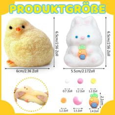 Nikcorp Antistresne igrače Squishy gnetljive figurice piščanček in zajček, mehka senzorična TPR plastika, set 2 kosa, Taba stil