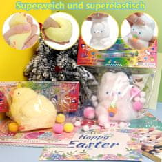 Nikcorp Antistresne igrače Squishy gnetljive figurice piščanček in zajček, mehka senzorična TPR plastika, set 2 kosa, Taba stil