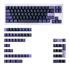 Nikcorp Pokrovčki za tipke Keycaps Cherry Profile PBT, 129 tipk, QWERTY, Dye-Sub, japonski znaki, temno vijolični, za mehanske tipkovnice