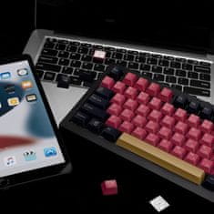 Nikcorp Pokrovčki za tipkovnico PBT QWERTY, Cherry profil, motiv Samuraj Bushido, 129 tipk, sublimacijski tisk, črno-rdeči design