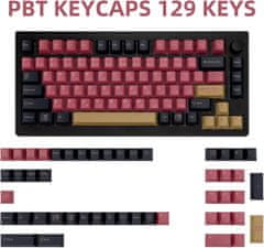 Nikcorp Pokrovčki za tipkovnico PBT QWERTY, Cherry profil, motiv Samuraj Bushido, 129 tipk, sublimacijski tisk, črno-rdeči design